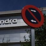 Fachada de la sede de Indra, en Madrid. 