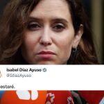 Ayuso en su cuenta de X: "Ahí estaré"