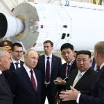 Russian President Vladimir Putin meets North Korean leader Kim Jong Un on the Vostochny cosmodrome