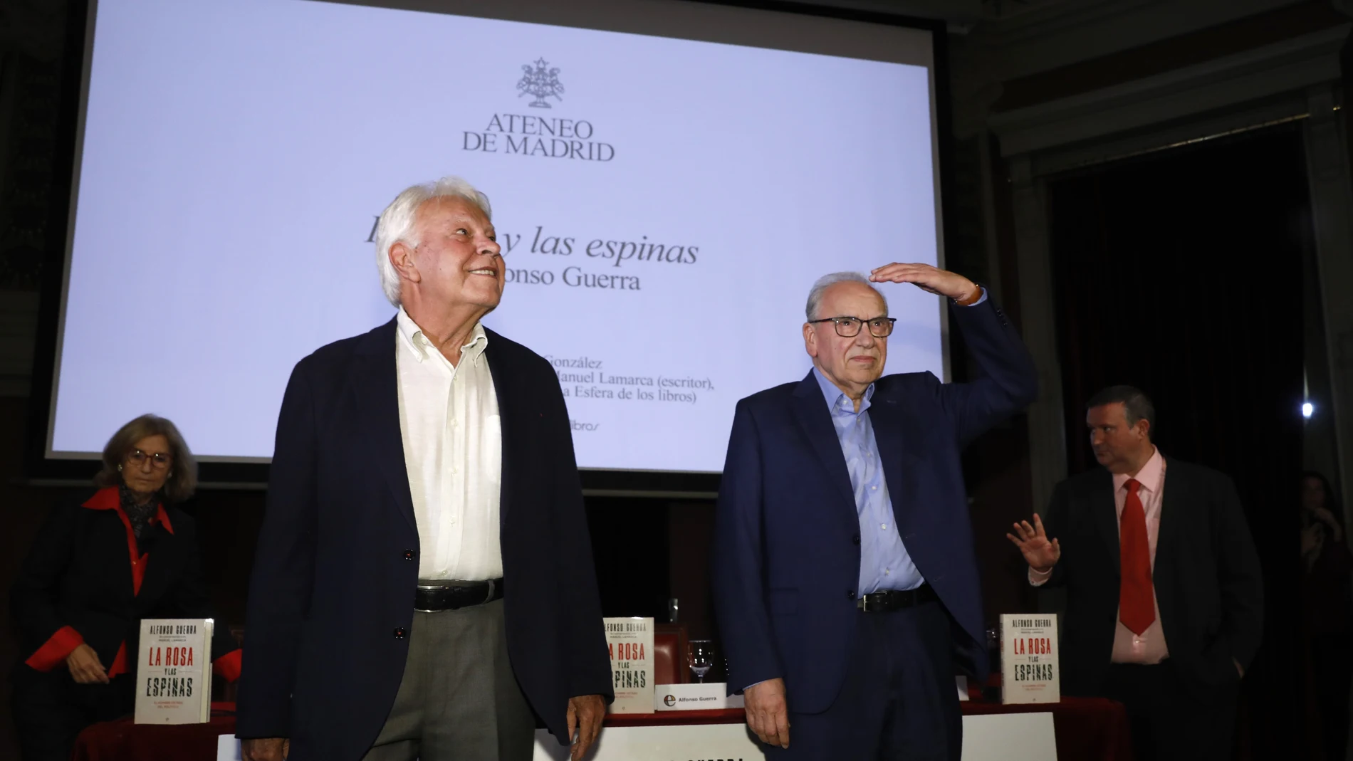 Presentacion del libro de Alfonso Guerra, La Rosa y Las Espinas, con la presencia de Felipe Gónzalez.