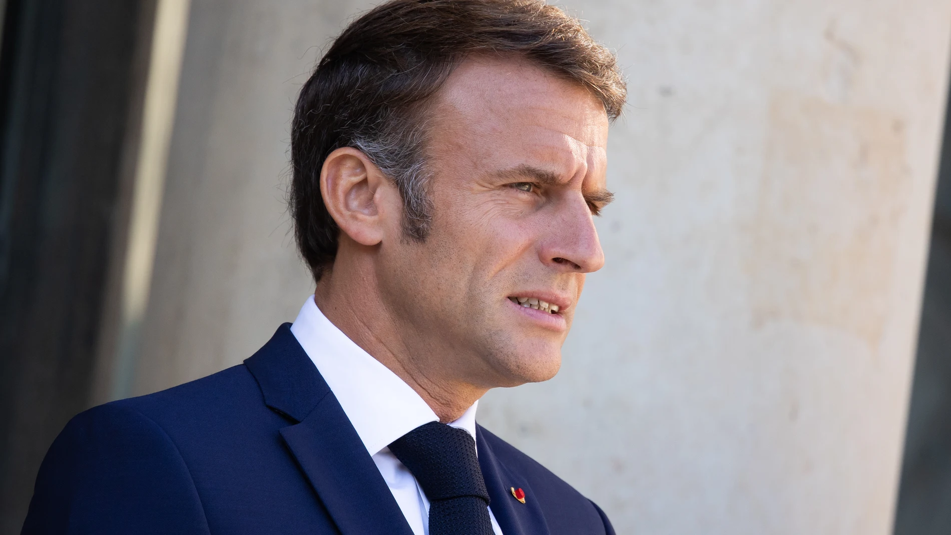 September 8, 2023, Paris, France, France: French President Emmanuel Macron welcomes Prime Minister of Papua New Guinea ahead of their meeting at the Elysee Palace. 08/09/2023
