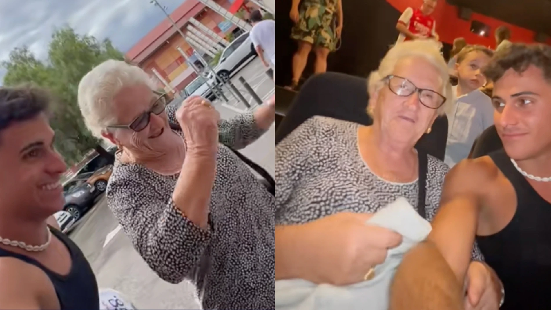 Un nieto invita a su abuela al cine