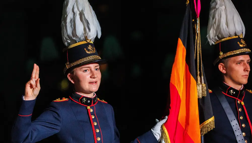 Princess Elisabeth of Belgium takes the oath as an officer at the Royal Military Academy in Brussels, Belgium, 26 September 2023. Like her comrades from the 160th Promotion in Social and Military Sciences and the officer cadets from the 175th Polytechnic Promotion, Princess Elisabeth will swear 'loyalty to the King, obedience to the Constitution and the laws of the Belgian people'. (Bélgica, Bruselas)