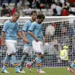 Los jugadores de España tras la derrota ante Japón