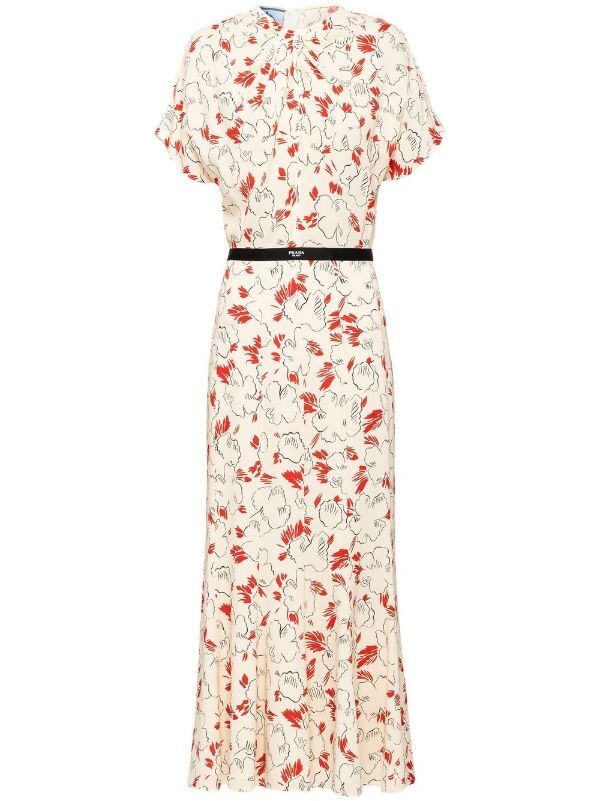 Vestido midi de manga corta de Prada