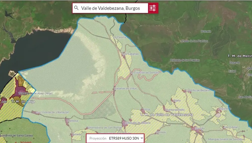 La zona donde se ubica la pirámide, en el visor urbanístico de Castilla y León