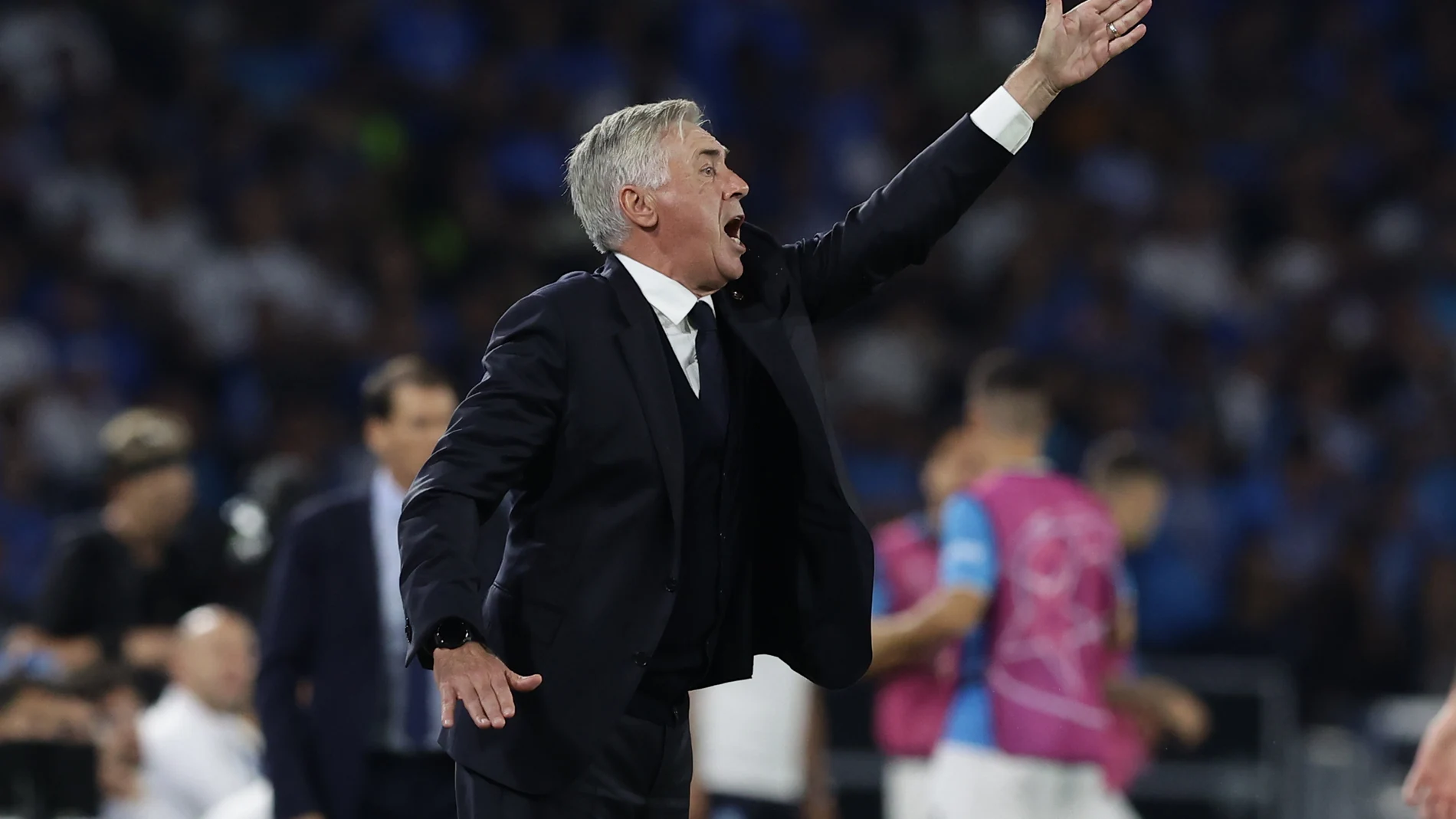 Ancelotti, durante el Nápoles-Real Madrid