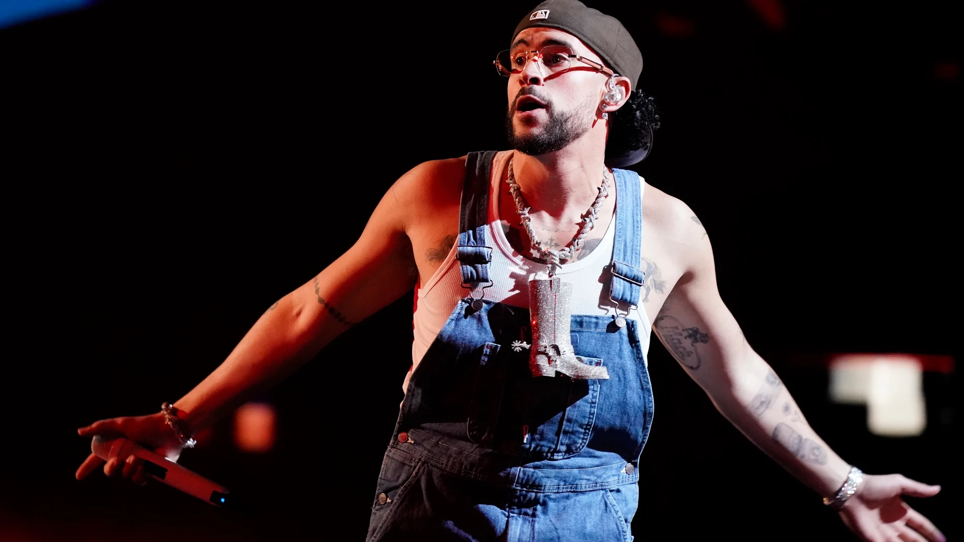 Bad Bunny performs at the Latin Billboard Awards, Thursday, Oct. 5, 2023, in Coral Gables, Fla. (AP Photo/Marta Lavandier)