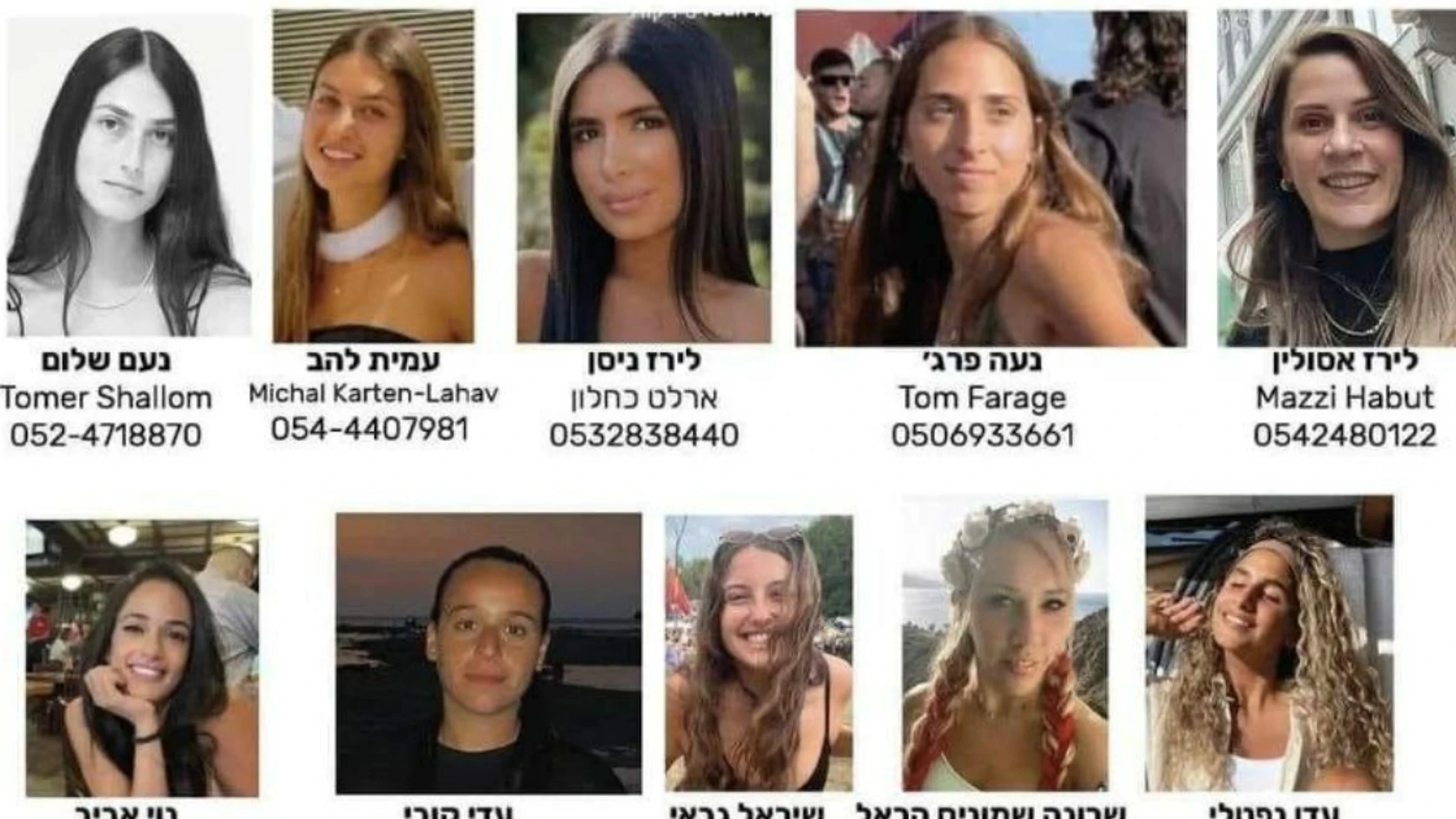 Lista de las mujeres soldado tomadas como rehenes por Hamás