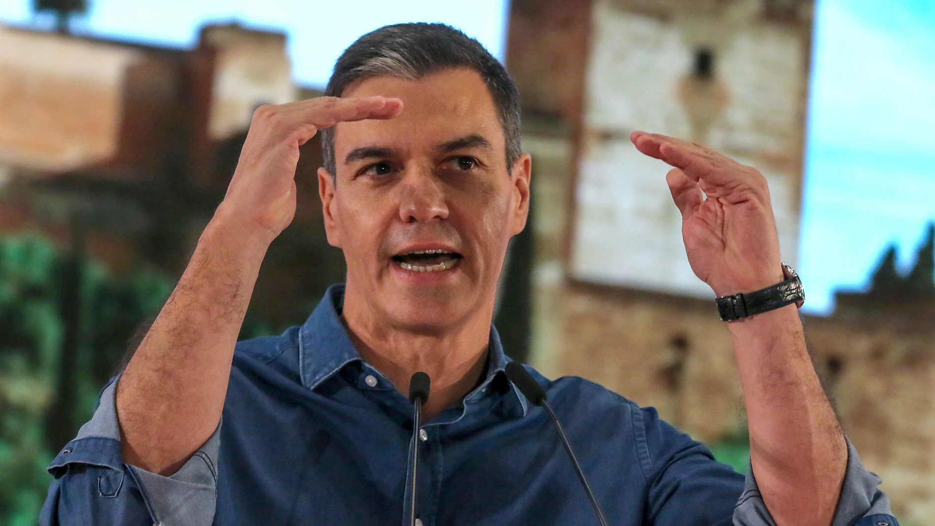 GRANADA, 07/10/2023.- El presidente del Gobierno en funciones, Pedro Sánchez durante su intervención este sábado en un acto del PSOE celebrado en Granada. EFE/ Pepe Torres