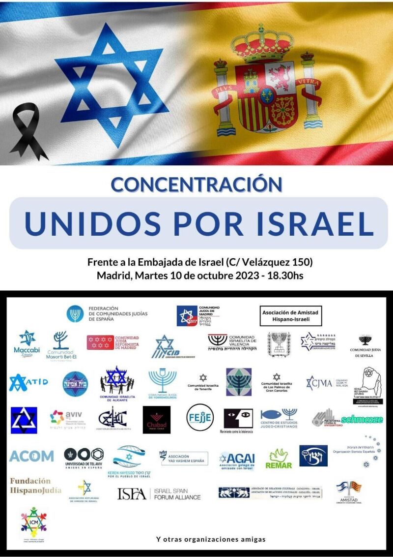 Cartel de la concentración a favor de Israel en Madrid