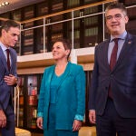 Pedro Sánchez, con los portavoces de Bildu