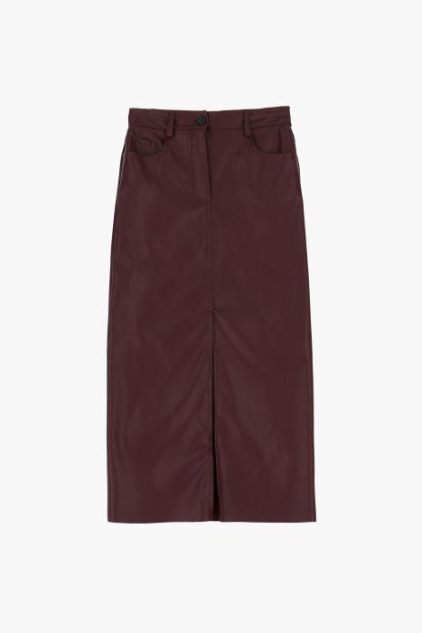 Falda midi efecto piel
