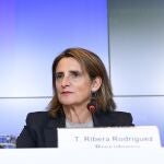 Third Deputy Prime Minister of Spain Teresa Ribera holds a press conference after the EU Transport, Telecommunications and Energy Council meeting. 