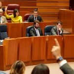 Bancada del PP y de los consejeros en las Cortes durante una de las votaciones
