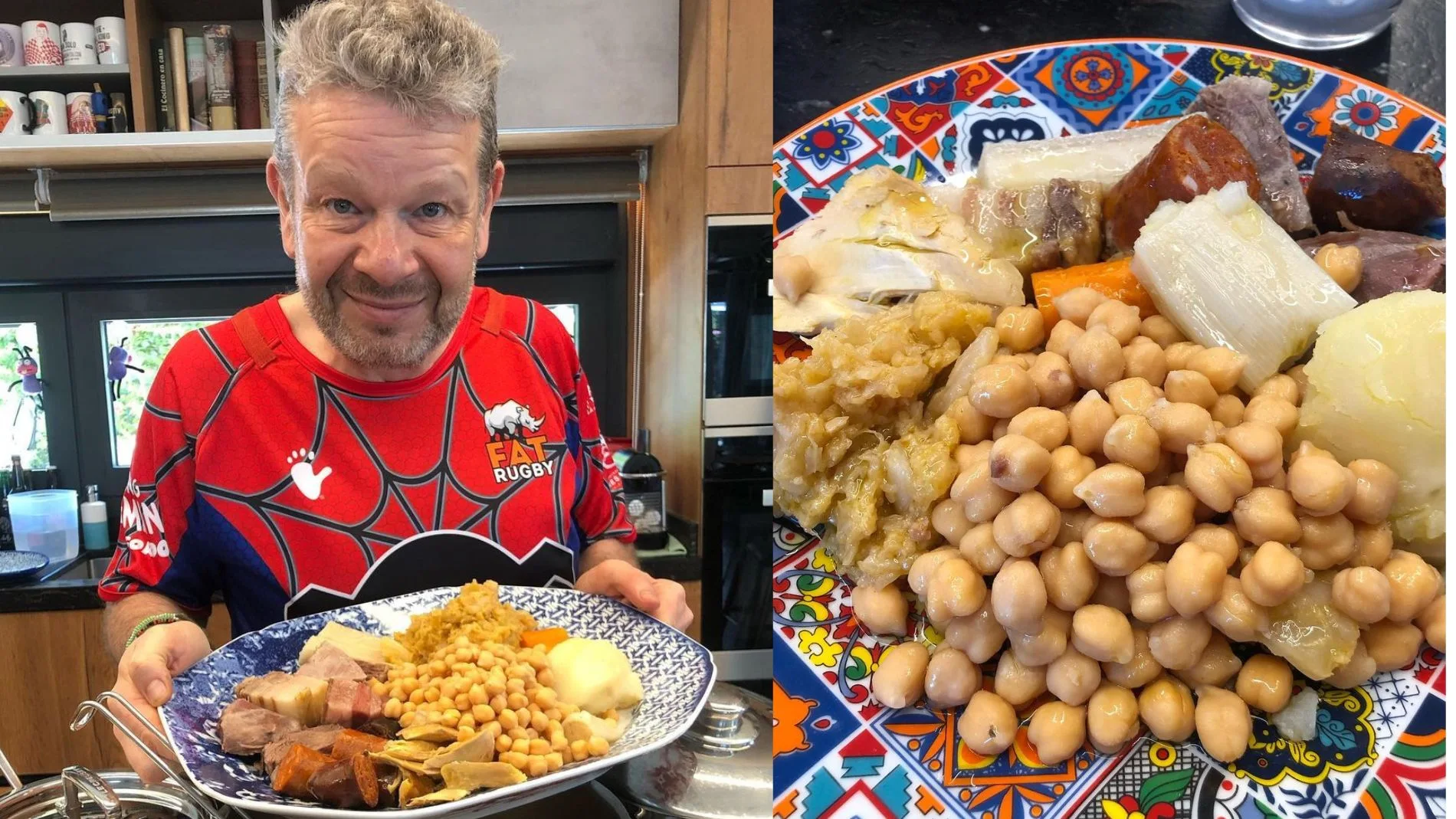 Alberto Chicote posa con su cocido madrileño