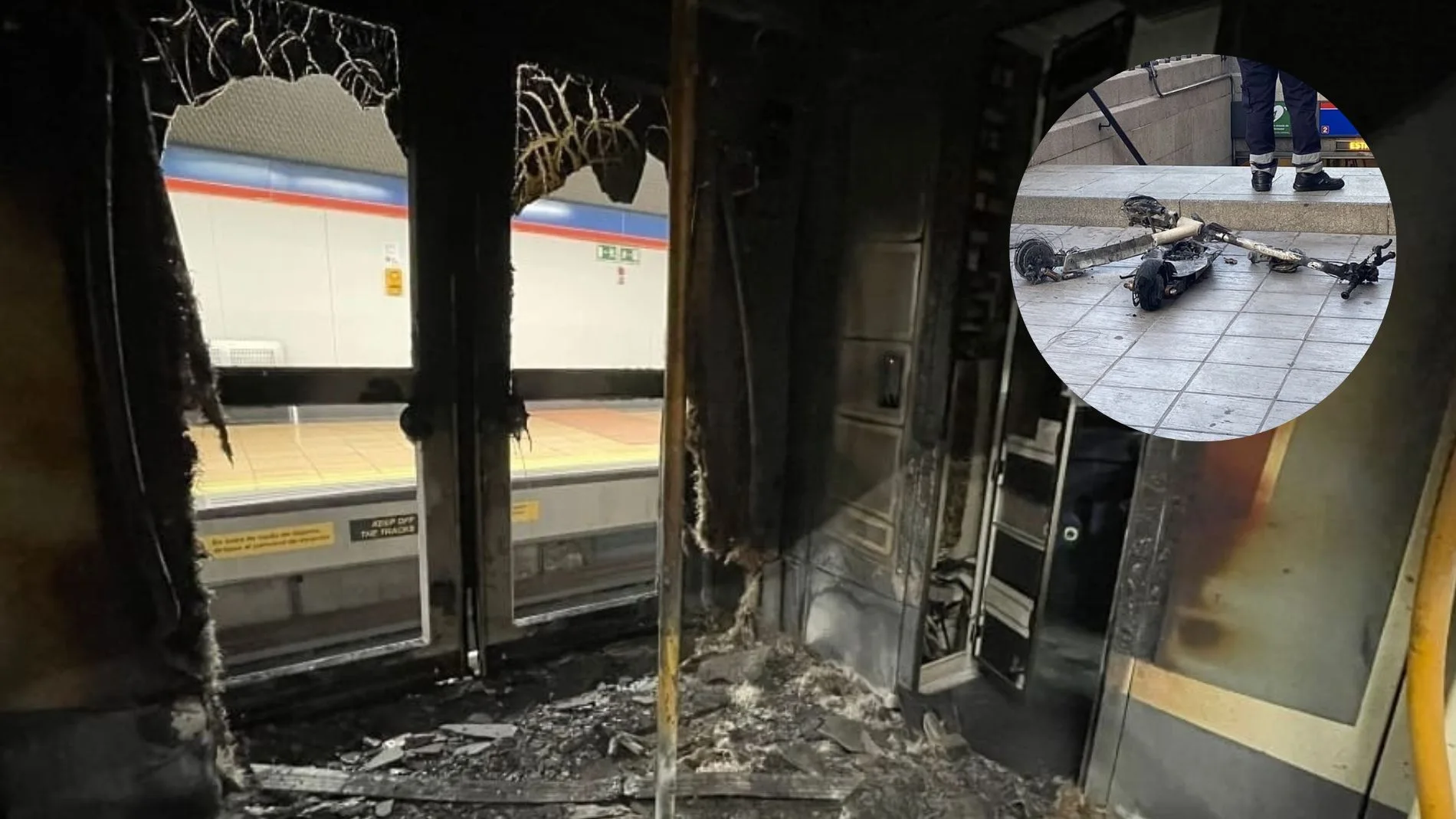 Así quedó el vagón de metro después de la explosión del patinete eléctrico