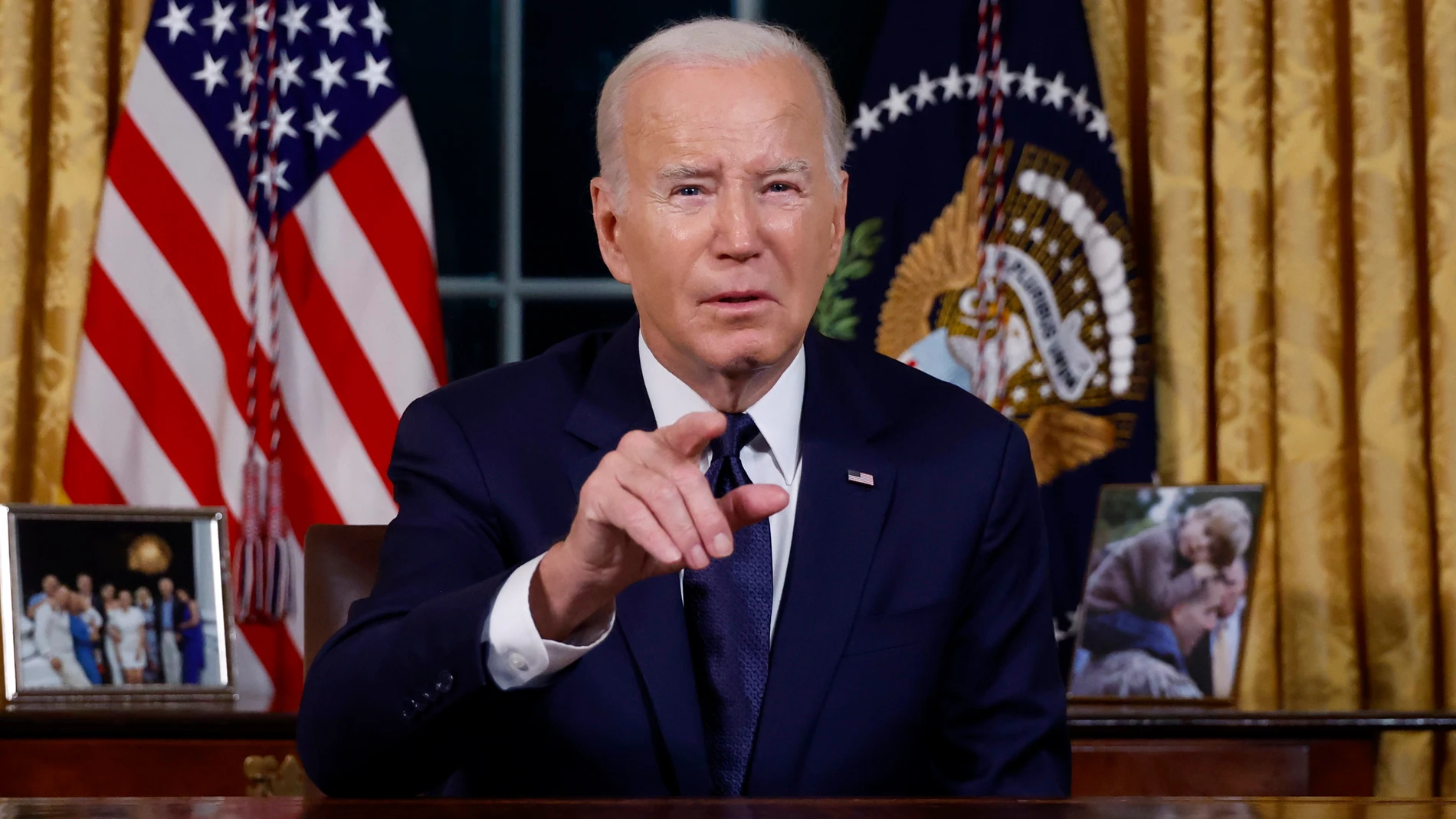 President Joe Biden speaks from the Oval Office of the White House Thursday, Oct. 19, 2023, in Washington, about the war in Israel and Ukraine. (Jonathan Ernst/Pool via AP)