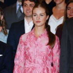 La Princesa Leonor muy guapa de rosa.
