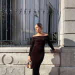 Sara Beceiredo con vestido largo de terciopelo