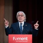 El presidente de Foment del Treball, Josep Sánchez Llibre, durante una rueda de prensa en Barcelona.