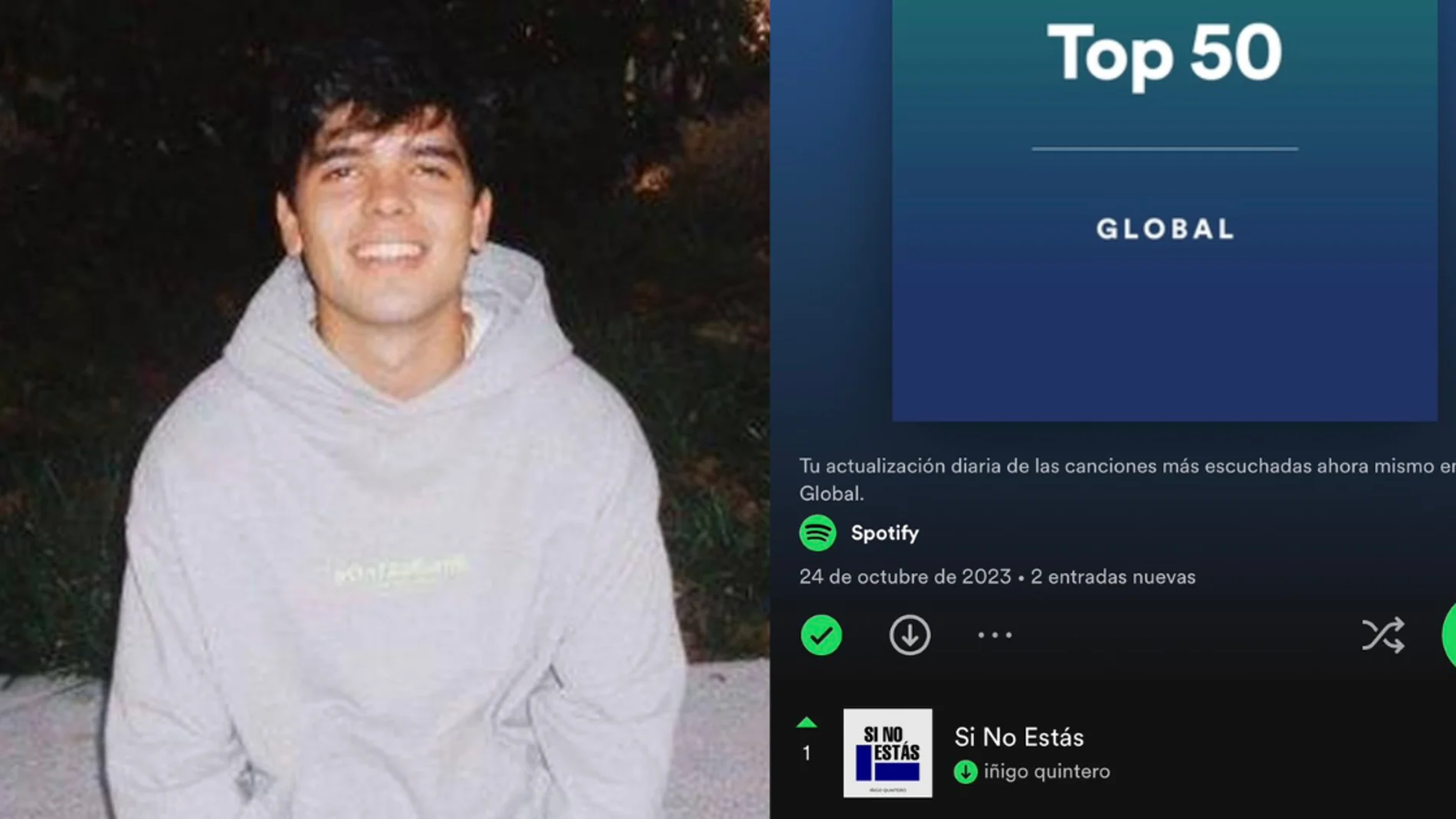 Íñigo Quintero hace historia con 'Si no estás': ya es la canción mundialmente más escuchada en Spotify