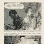 El protagonista del cómic, Volodia Gubin (arriba), junto al fantasma de Félix Dzerzhinsky