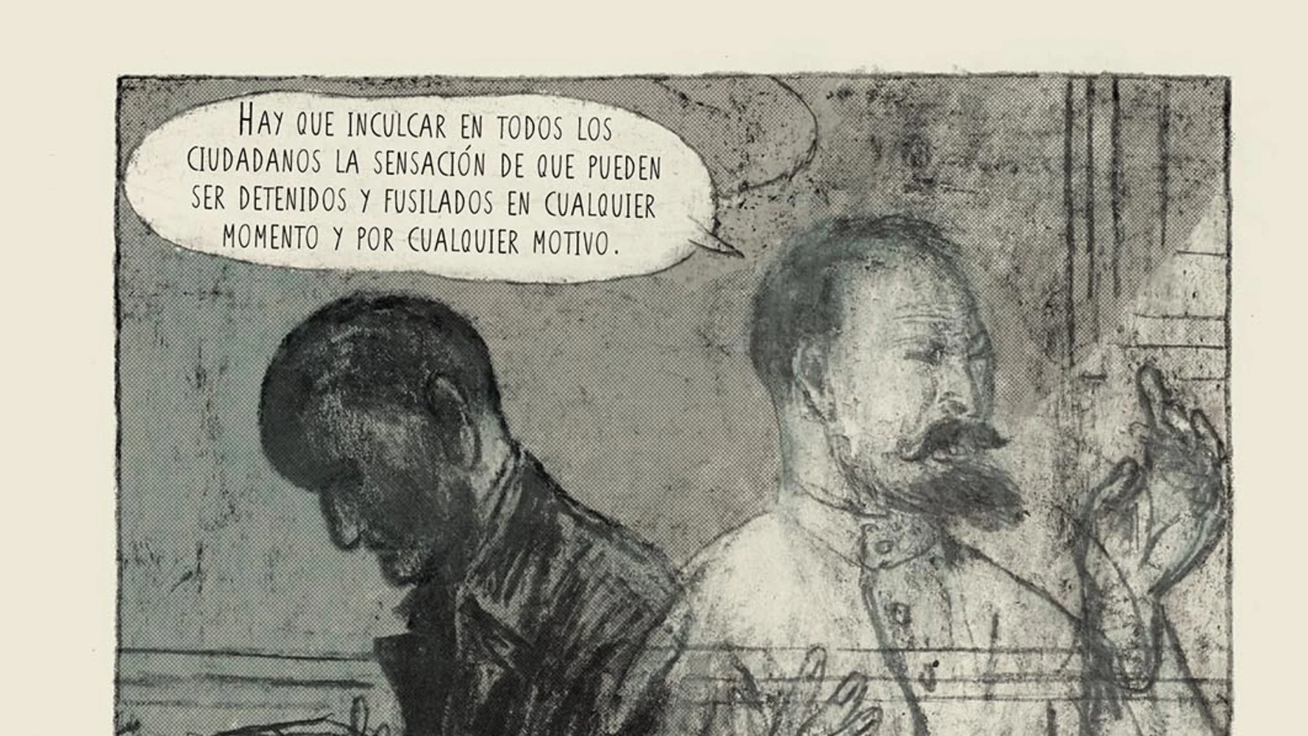 El protagonista del cómic, Volodia Gubin (arriba), junto al fantasma de Félix Dzerzhinsky