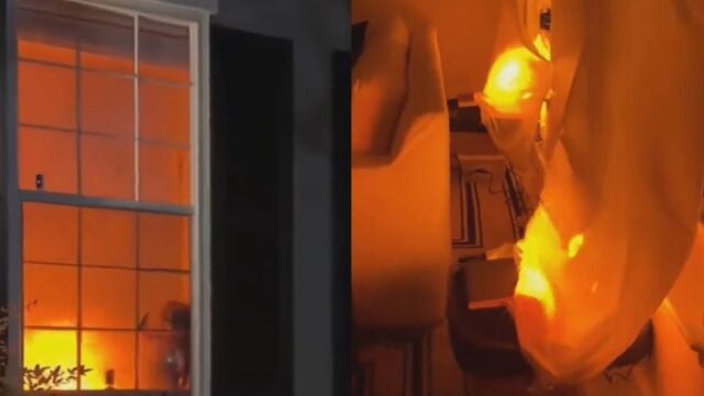Decoración de incendio doméstico en Halloween 