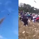 Famoso presentador checo tira dinero desde un helicóptero a fans