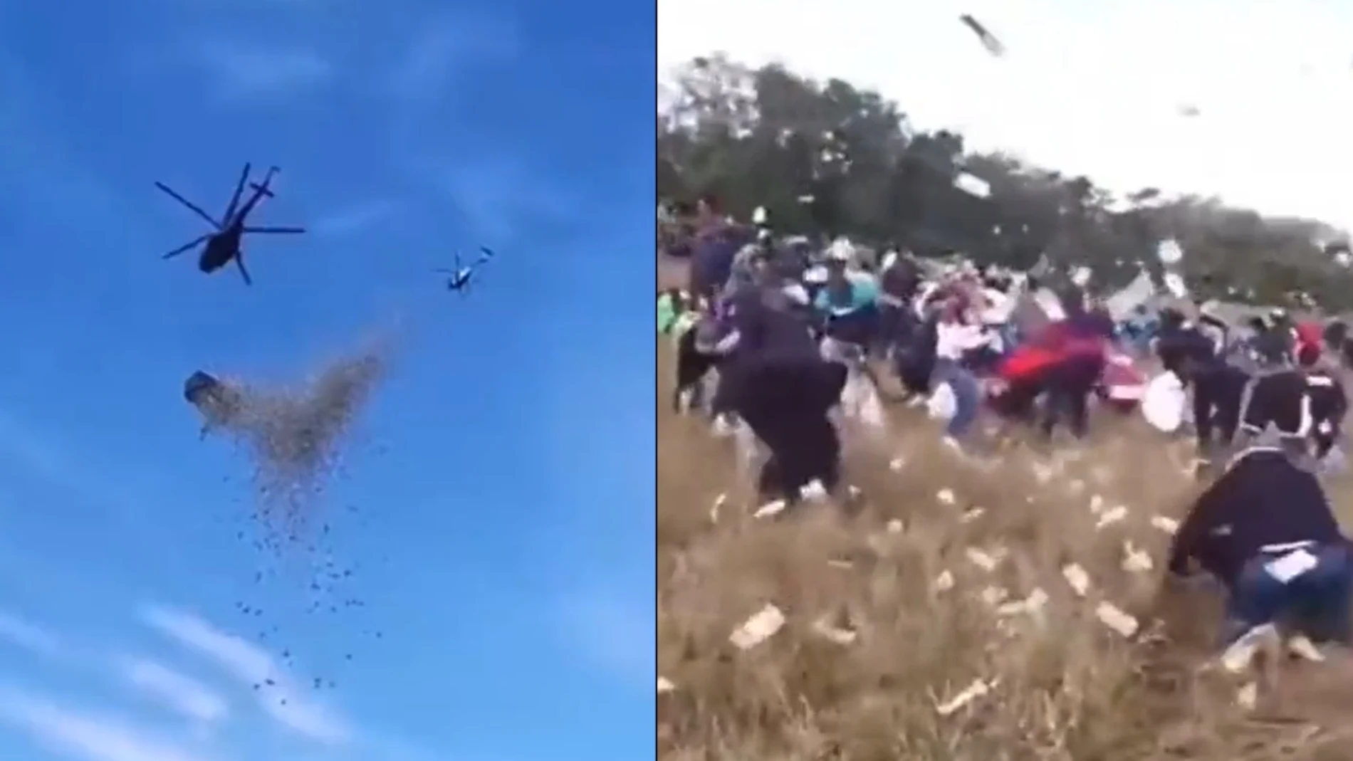 Famoso presentador checo tira dinero desde un helicóptero a fans