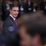 Pedro Sánchez, ayer, en Bruselas