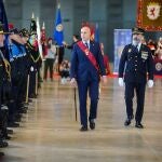 Elalcalde de León ,José Antonio Díez, pasa revista a la Policía Municipal junto al jefe de la Policía Local, Miguel Ángel Llorente Pellitero