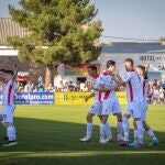 Jugadores del CD Quintanar celebran un gol en el anterior partido contra el Unión Zona Norte