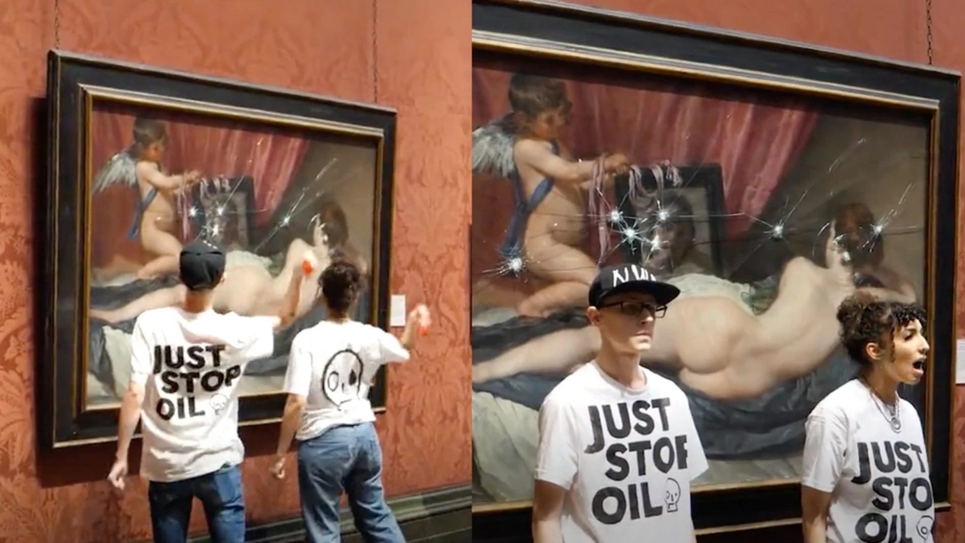 Activistas climáticos rompen a martillazos el cristal protector de una obra de Velázquez