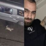Presencia el abandono de un perro en medio de la carretera y no tarda en rescatarlo 