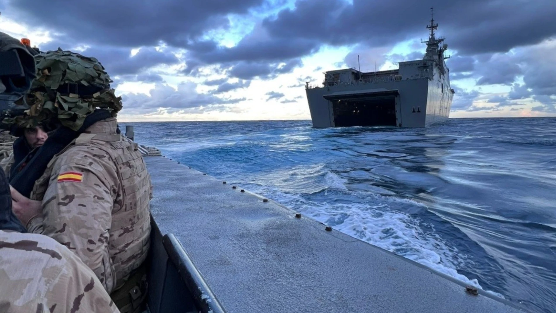 Efectivos del ejército en el despliegue 'Dédalo-23'.ARMADA ESPAÑOLA09/11/2023