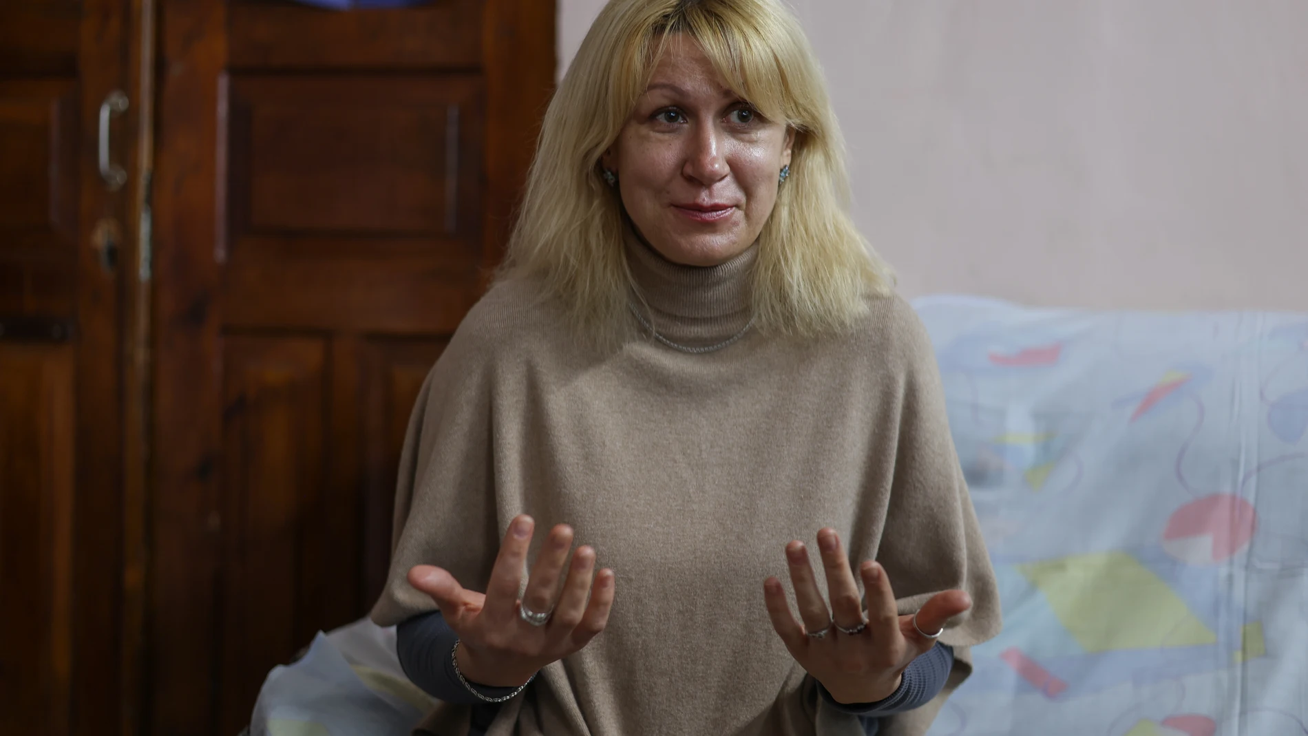 Oksana, natural de Jersón, vive con sus hijos en un centro para desplazados internos en Mikolaiv Firma: Oleksandr Ratushniak