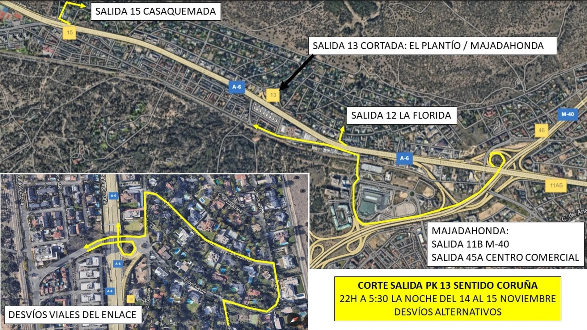 Cortes de tráfico en la A-6 este martes por obras de rehabilitación del firme