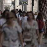 Un termómetro urbano marca 40º durante una de las olas de calor de este verano 