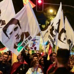 Concentración contra la amnistía frente a la la sede del PSOE en Ferraz
