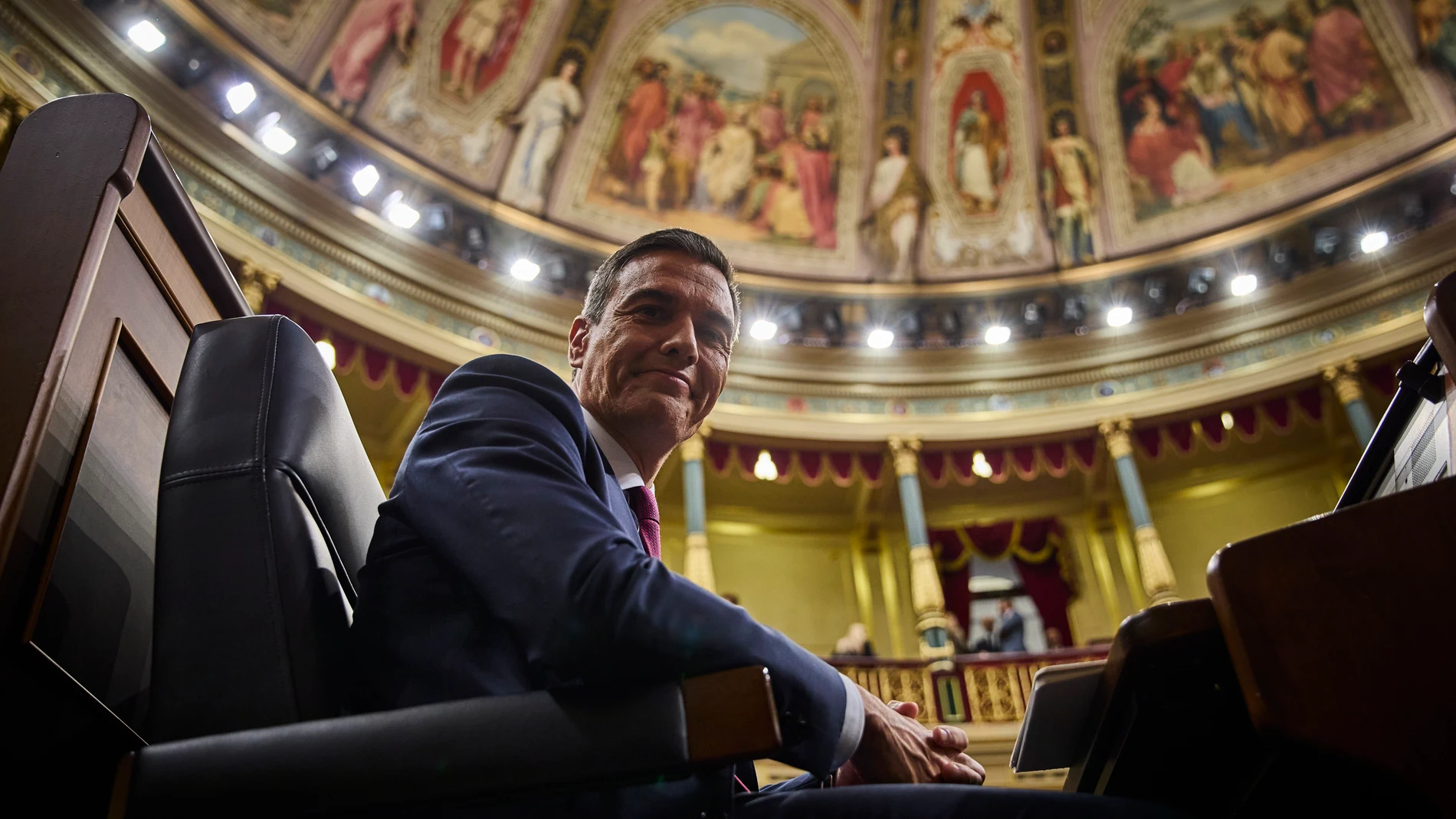 Pedro Sánchez en el pleno de investidura en el Congreso de los Diputados.