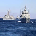 Tres de las fragatas de la Marina de guerra de Portugal