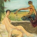 Reproducción del 'Conjuro', un óleo sobre cartón Lefranc de 31,4 x 20,5 centímetros, del que es autor el pintor cordobés Julio Romero de Torres (1874-1930), un boceto de la obra que se encuentra en el Real Casino de Madrid