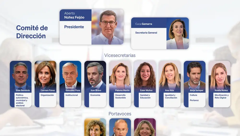 Organigrama del comité de dirección del PP