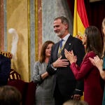 Los Reyes Felipe VI y Letizia junto con la Infanta Leonor presiden la solemne sesión de apertura de las Cortes