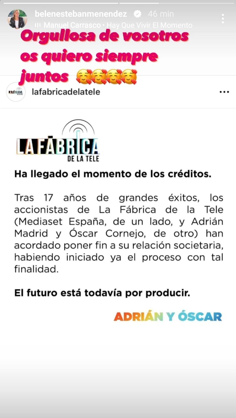 Mensaje de Belén Esteban a La Fábrica de la Tele