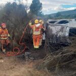 Una persona muere calcinada en el interior de su coche tras cruzar la mediana de la A-35, en Vallada (Valencia)e en la CV- en Vallada