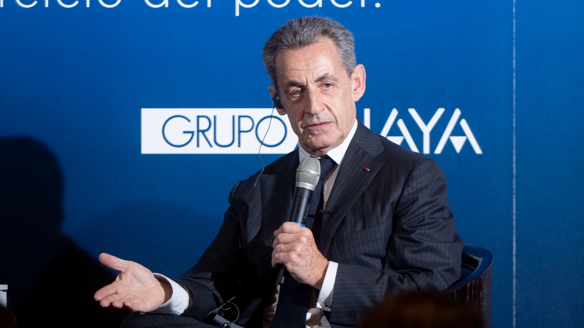 El expresidente de la República francesa Nicolas Sarkozy durante la presentación del libro 'Los años de las luchas’, en el Hotel Mandarín Oriental Ritz, a 11 de diciembre de 2023, en Madrid (España). En 'Los años de las luchas’, Nicolas Sarkozy repasa en profundidad su mandato como presidente de Francia.11 DICIEMBRE 2023;SARKOZY;LIBRO;PRESENTACIÓN;Alberto Ortega / Europa Press11/12/2023