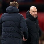 Ten Hag y Tuchel se saludan tras el United-Bayern